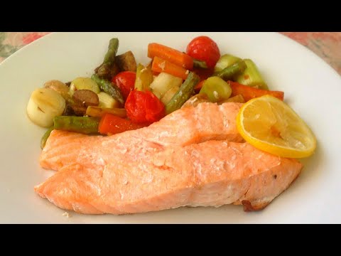 Como preparar salmon al horno con verduras